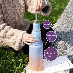 3pc Set Plastic Water Bottles High Temp Resistant Gradient Portable Outdoor