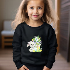 OERYUI Bunny Beside Flowers Graphic Sweatshirt for Girls Boys