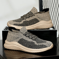 Men's Breathable Woven Sneakers - Lightweight Antislip Lace-Up