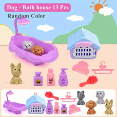 Plastic Dog Figurine Playset with Accessories for Kids