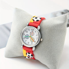 Soccer Print Round Dial Quartz Watch For Boys Girls Teen Gift