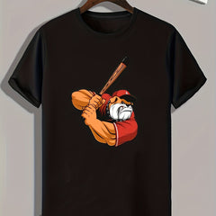 Dog Playing Baseball Pattern Print Men's Sports T-shirt