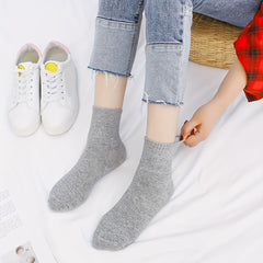 30 Pairs Solid Socks Comfy & Breathable Women's Stockings & Hosiery