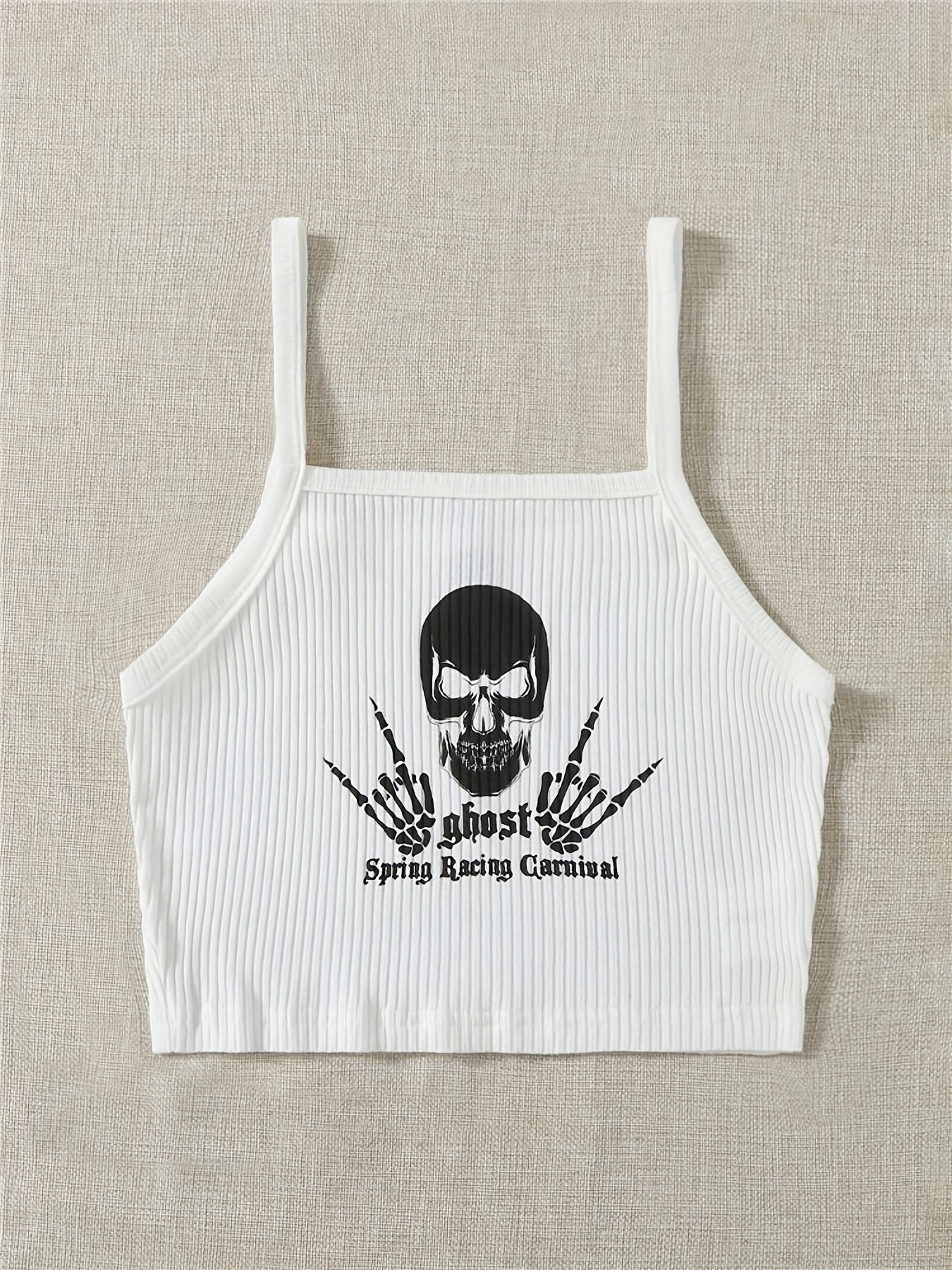 Stylish Graphic Print Backless Spaghetti Strap Camisole Tops