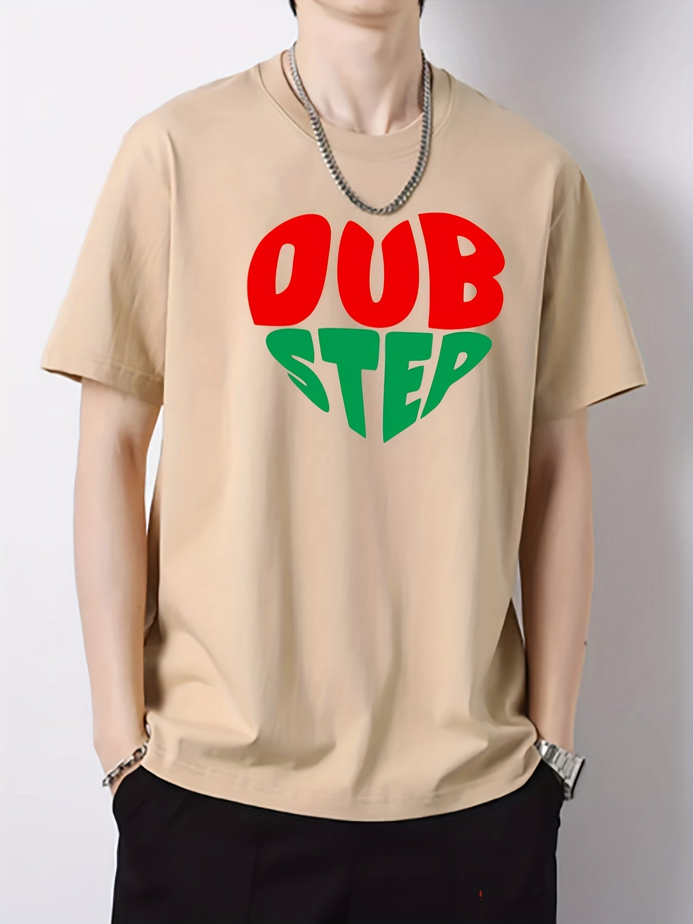 Colorful Letter Pattern Men's Graphic Cotton Tee