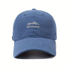 Unisex Sunshade Adjustable Baseball Cap with Mountain Embroidery