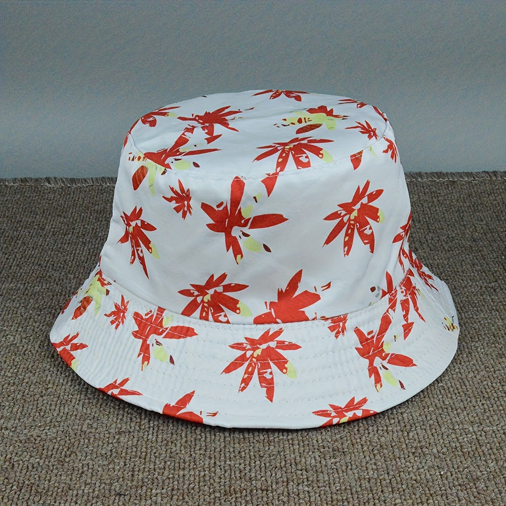 Maple Leaf Print Bucket Hat Outdoor Sun Protection Hat