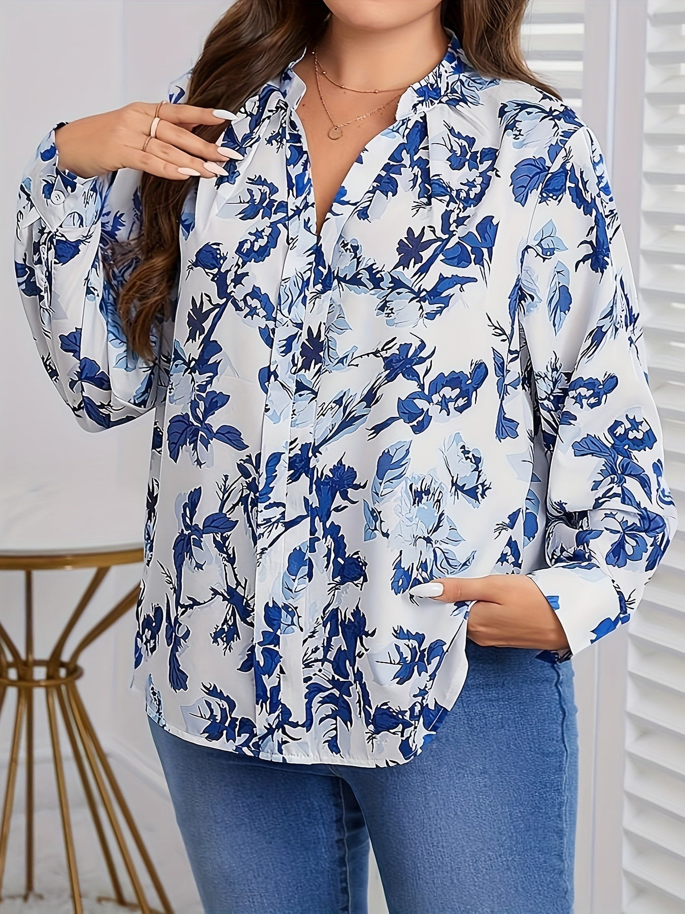 Floral Print Long Sleeve Blouse