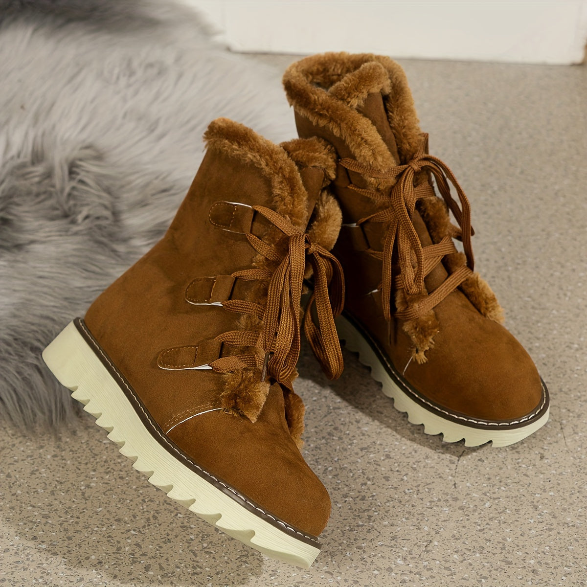 Plush Lined Thermal Snow Boots Non Slip Winter Warm Shoes