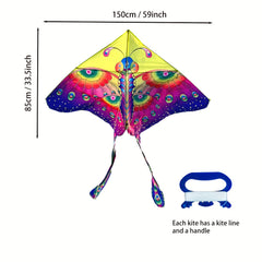 Multicolor Butterfly Kite with Long Tails and Handle - Outdoor Entertainment