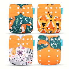 Happyflute 4pcs Baby Cloth Diaper Eco-friendly Adjustable Nappy Reusable