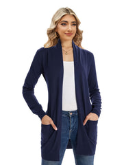 Solid Color Long Sleeve Cardigan for Women