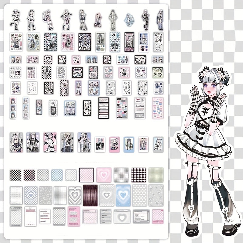60Sheets Sweet Mouth Eating Series Material Package Cartoon Girl Anime Character