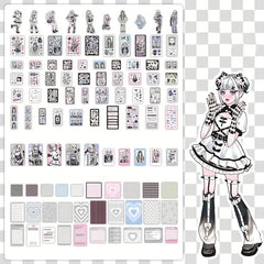 60Sheets Sweet Mouth Eating Series Material Package Cartoon Girl Anime Character