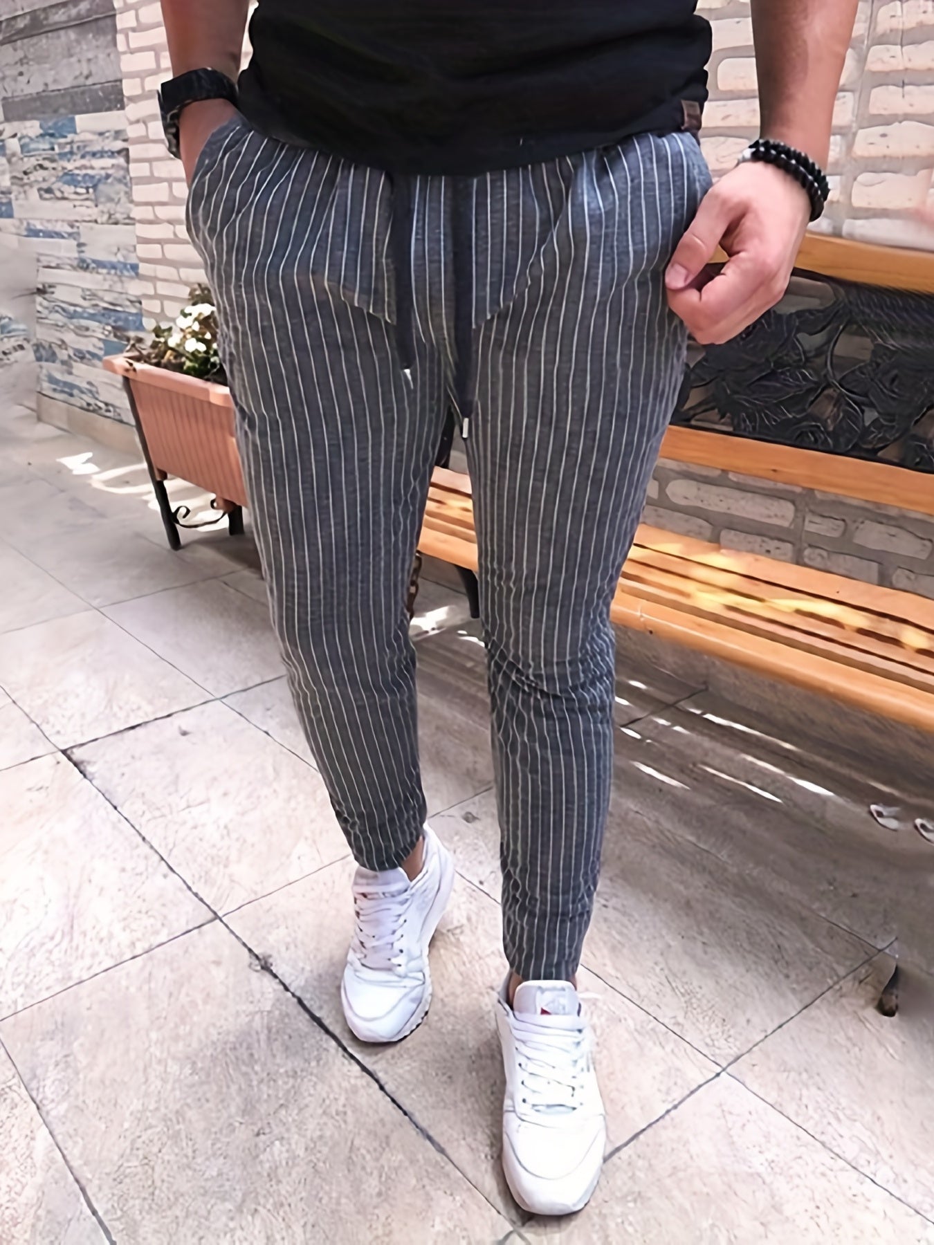 Men's Striped Casual Pants - Medium Size