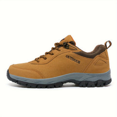 Men's Solid Hiking Shoes Non Slip Lace Up Sneakers