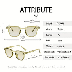 Jelly Square Sunglasses UV400 Anti Glare Sun Shades