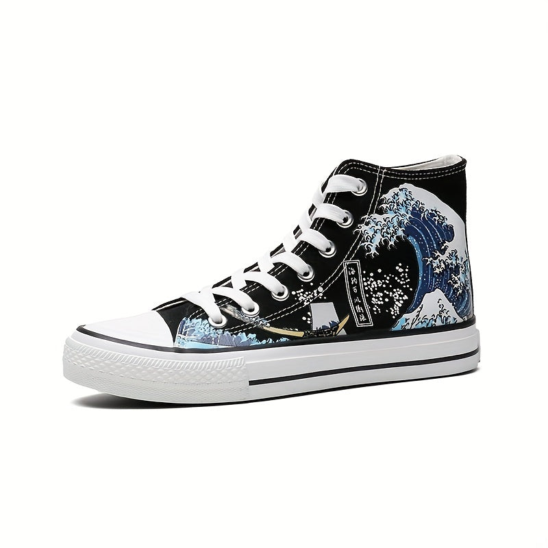 Men's Graffiti Print High Top Canvas Shoes