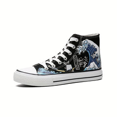 Men's Graffiti Print High Top Canvas Shoes