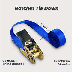 2pcs 2 X 299 Ratchet Tie Down No Hook Polyester Webbing TPR Grip