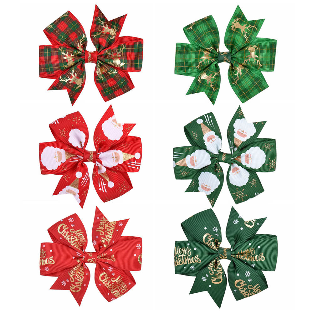6pcs Christmas Bow Hair Clip Hair Accessories for Girls