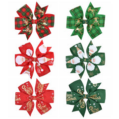 6pcs Christmas Bow Hair Clip Hair Accessories for Girls