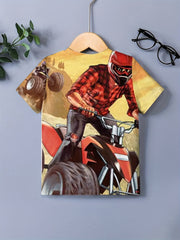 Boys' Motorcyclist Graphic T Shirt for Summer Fun
