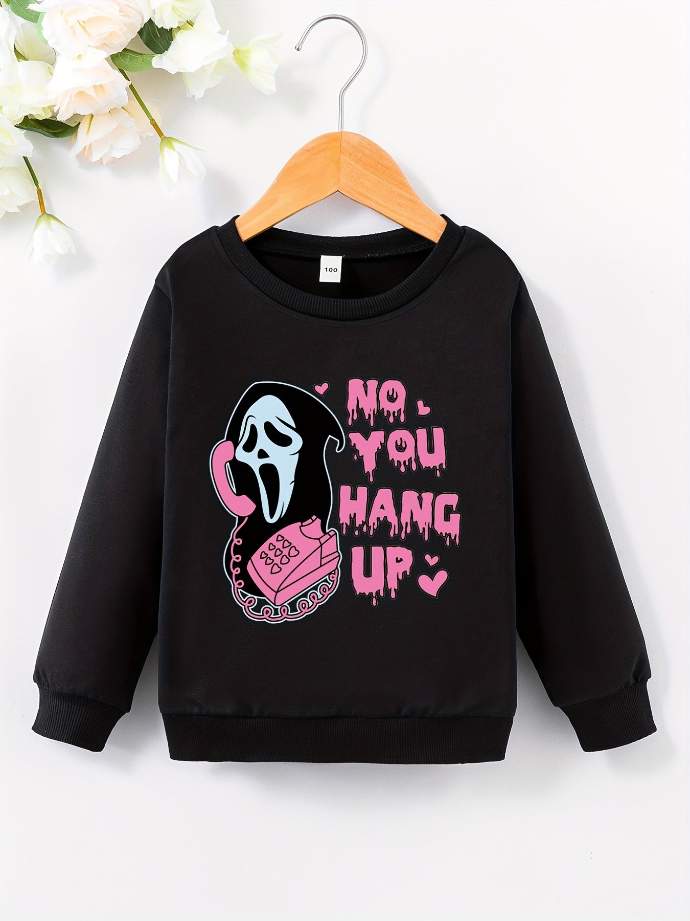 Girls' Halloween Sweatshirt Top No You Hang Up Print Round Neck