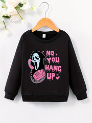 Girls' Halloween Sweatshirt Top No You Hang Up Print Round Neck
