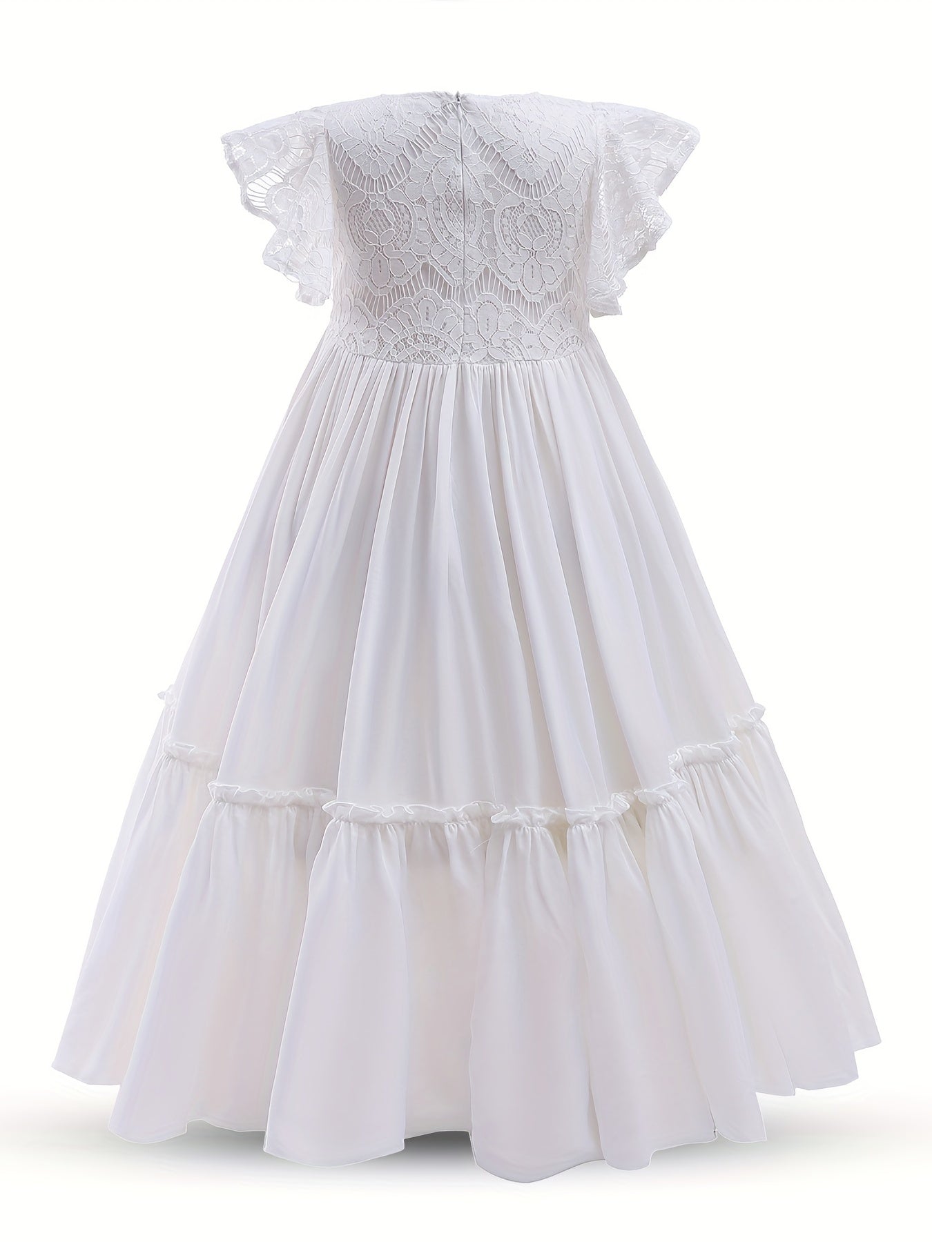 Girls' Lace Maxi Gown Dress for Wedding Performance