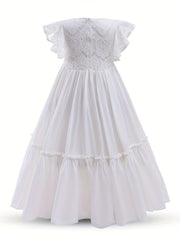 Girls' Lace Maxi Gown Dress for Wedding Performance