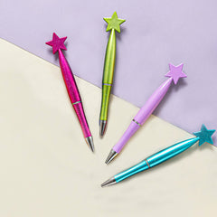 Glitter Star Plastic Ballpoint Pen 1.0mm Refill Office Signature For Students