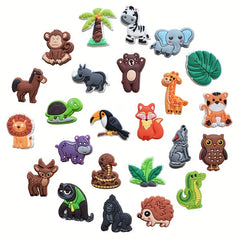 12pcs Cartoon Animals Shoe Decoration Charms, Christmas Birthday Party Favors