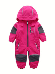 Girls Softshell Outdoor Ski Suit Hooded Warm Fleece Lined Jumpsuit