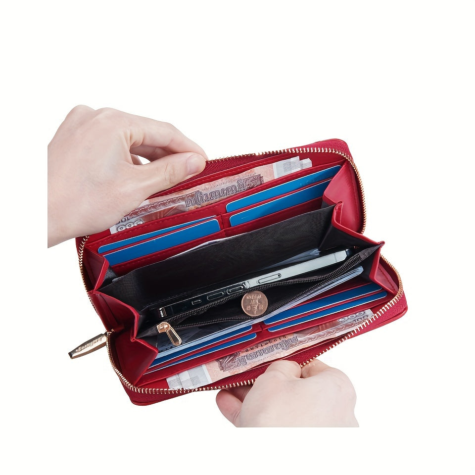 Women's Long Style Leather Wallet With Zipper
