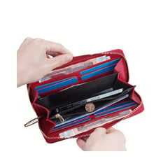 Women's Long Style Leather Wallet With Zipper
