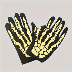 Skull Gloves Halloween Ghost Gloves Party Props Yellow Green Gloves