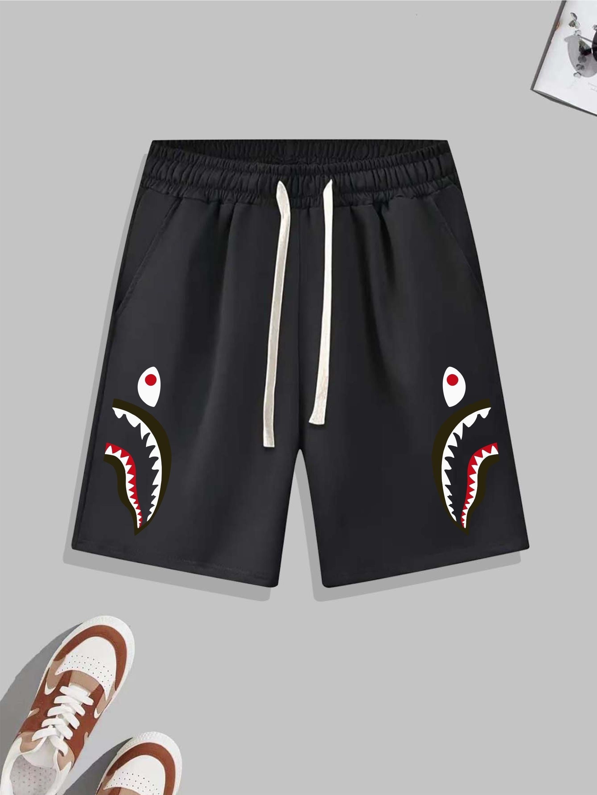 Cartoon Print Men's Summer Shorts Casual Loose Drawstring Father's Day Gift