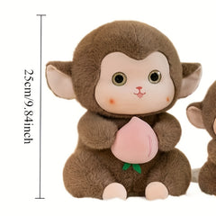 Soft Plush Toy Doll Peach Monkey with Pink Roses 9.84in Mixed Colors