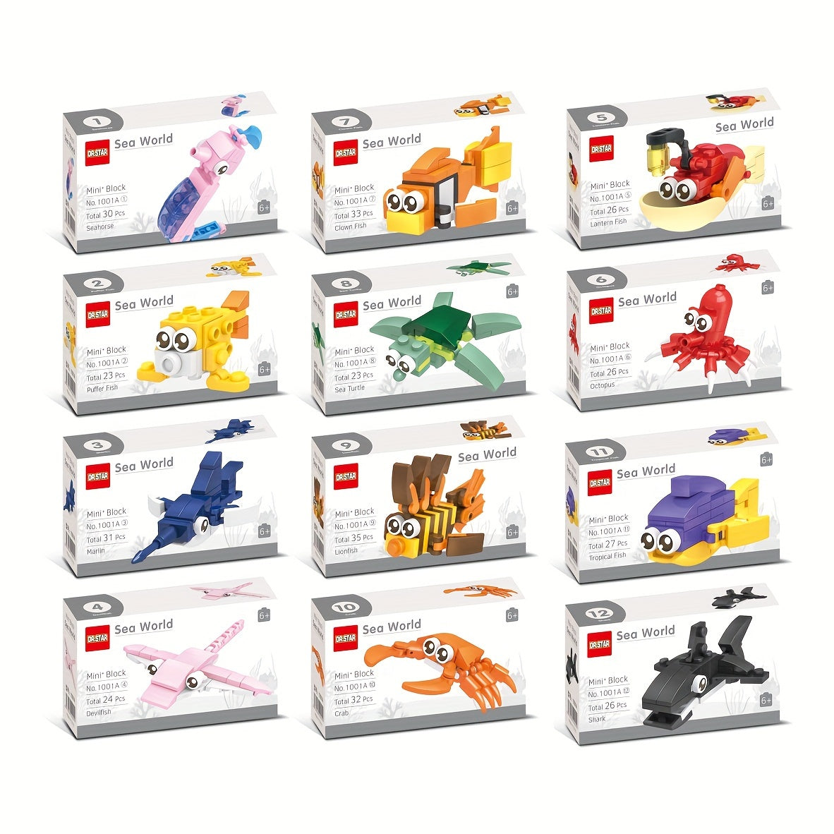 12pcs Educational Ocean Animal Building Blocks Set