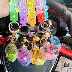 Starfish Keychain Liquid Floating Quicksand Keychains Bag Charm Car Key Ring