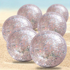 6 Pack Glitter Beach Balls - Confetti PVC Material - Smooth