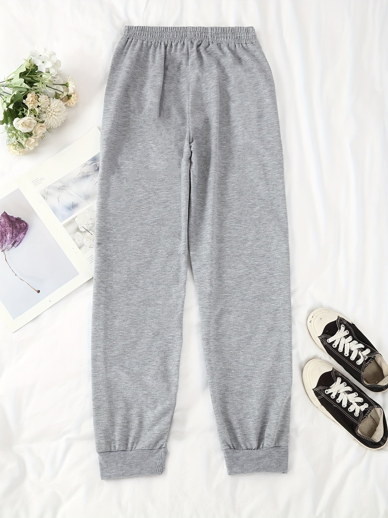 Skull Pattern Drawstring Joggers Casual Pants for Women