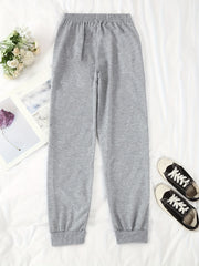 Skull Pattern Drawstring Joggers Casual Pants for Women