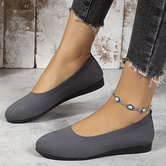 Women's Solid Flat Loafers Minimalist Slip On Round Toe Shoes