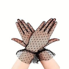 Lace Polka Dot Gloves Thin Short Classic Decorative Gloves For Women