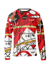 Men's Crew Collar Sports Long Sleeve T-shirt with Creative Graffiti Print