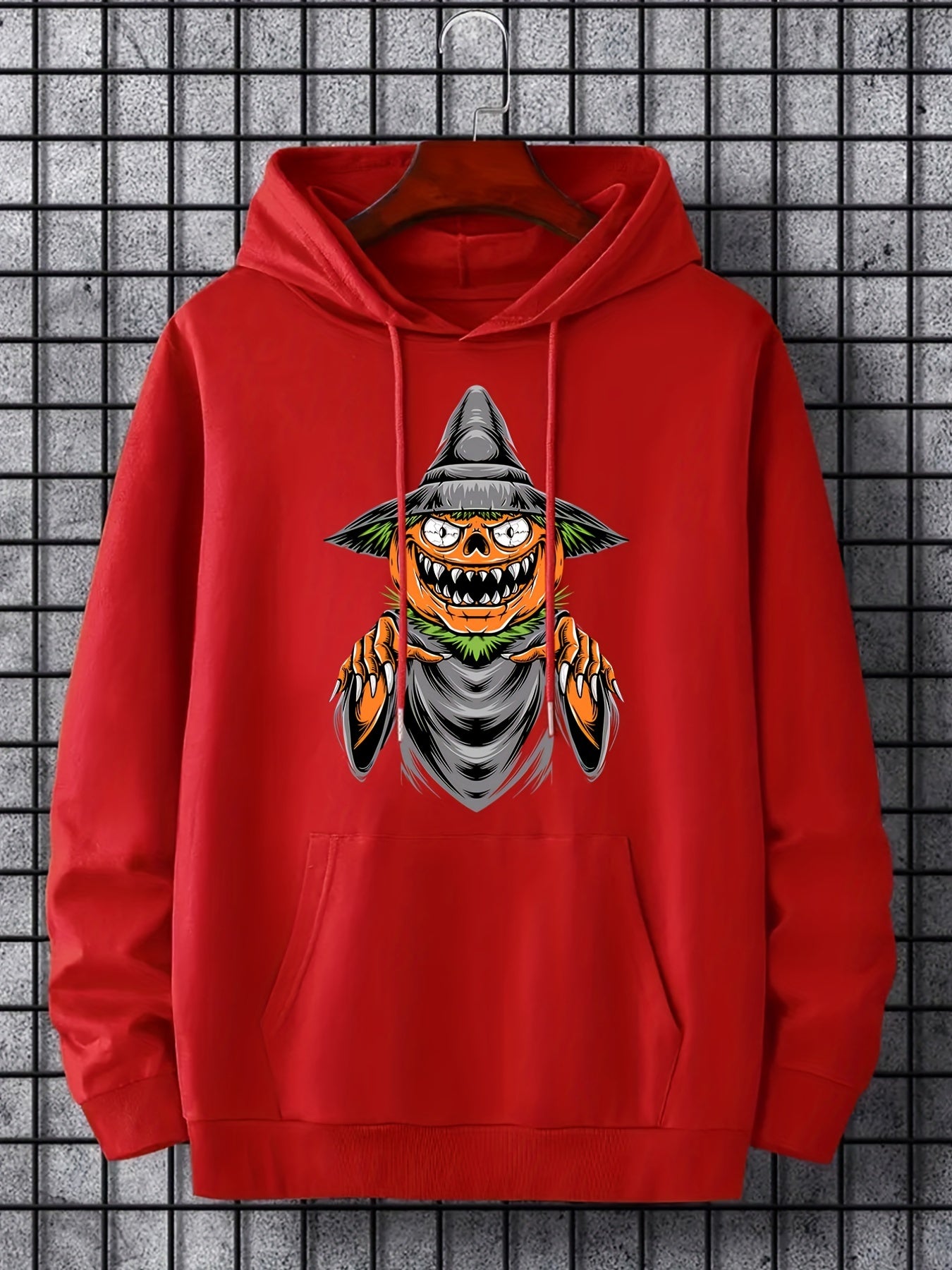 Men's Cartoon Pumpkin Graphic Hoodie Active Halloween Style