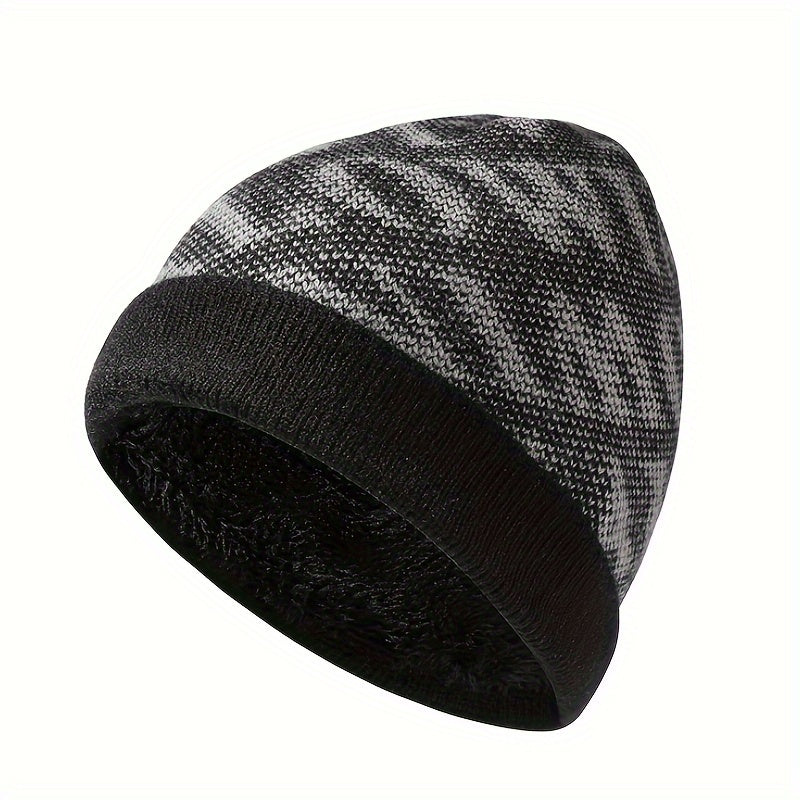 Men's Winter Warm Hat Letter Pattern Beanie Hat Coldproof Knitted Hat