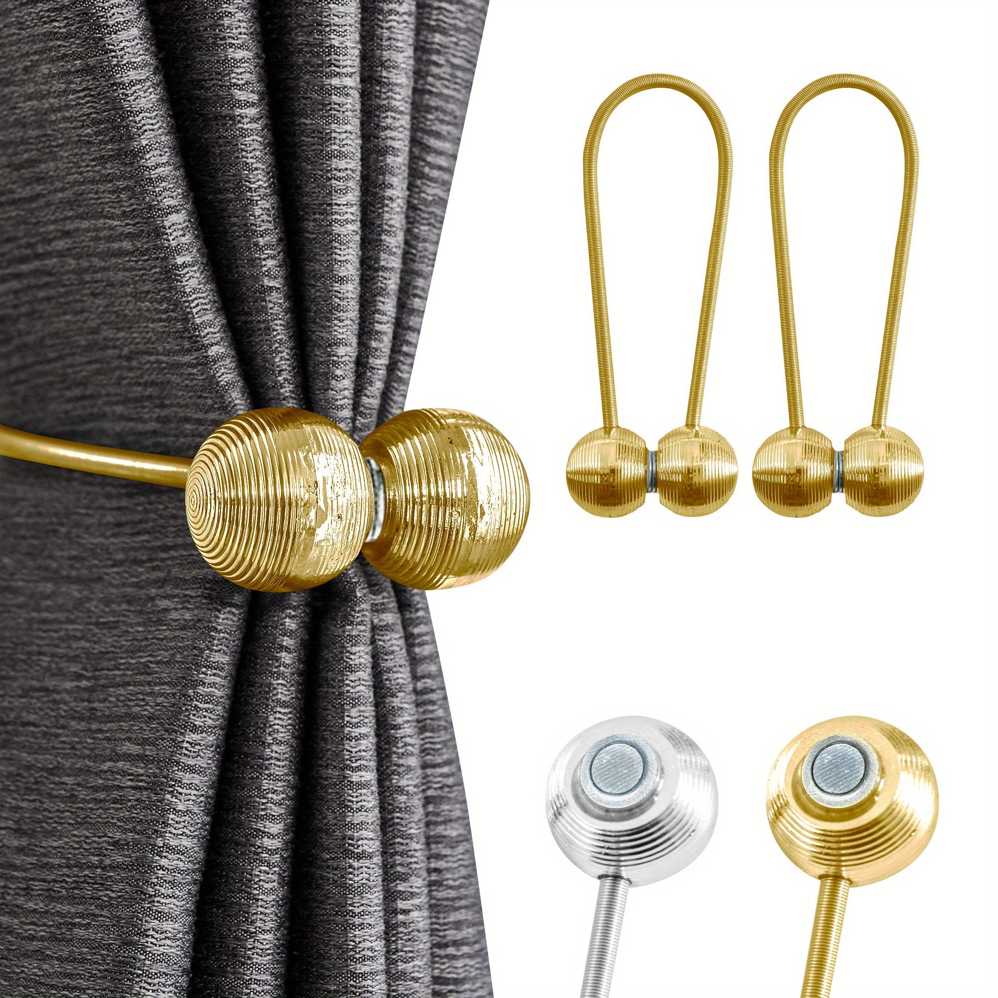 2pcs Magnetic Curtain Tiebacks Metal Ball Shape Holdbacks